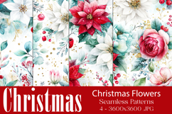 Christmas Pattern, Christmas Floral Seamless Patterns, s1 Product Image 1
