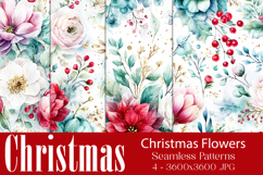 Christmas Pattern, Christmas Floral Seamless Patterns, s3 Product Image 1