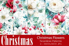 Christmas Pattern, Christmas Floral Seamless Patterns, s4 Product Image 1