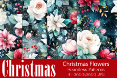Christmas Pattern, Christmas Floral Seamless Patterns, s7 Product Image 1