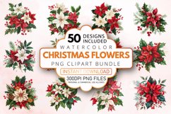Watercolor Christmas Flowers Clipart Bundle Product Image 4