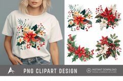 Watercolor Christmas Flowers Clipart Product Image 1