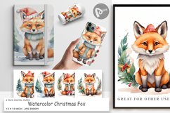 Digital Paper Watercolor Christmas Fox Product Image 1