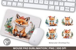 Mouse Pad Watercolor Christmas Fox Product Image 1