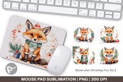 Mouse Pad Watercolor Christmas Fox Product Image 1