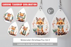 Earring Teardrop Watercolor Christmas Fox Product Image 1