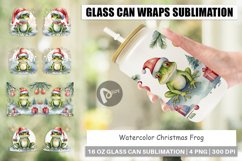 Glass Can Wraps Watercolor Christmas Frog Product Image 1