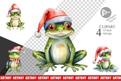 Clipart Watercolor Christmas Frog Product Image 1