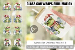 Glass Can Wraps Watercolor Christmas Frog Product Image 1