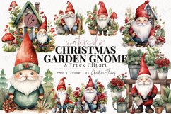 Watercolor Christmas Garden Gnomes Clipart Product Image 1
