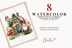 Watercolor Christmas Garden Gnomes Clipart Product Image 2