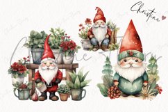 Watercolor Christmas Garden Gnomes Clipart Product Image 4