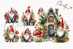 Watercolor Christmas Garden Gnomes Clipart Product Image 5