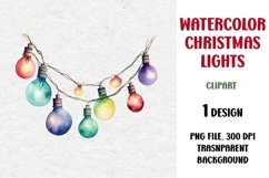 Watercolor Christmas Lights Garland Clipart, PNG Product Image 1