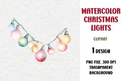 Watercolor Christmas Lights Garland Clipart, PNG Product Image 1