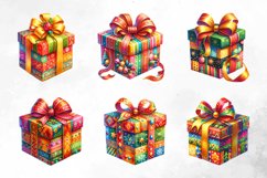 Watercolor Christmas Gift Box Clipart Product Image 2