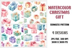 Watercolor Christmas Gift, Digital Paper, Seamless Pattern Product Image 1