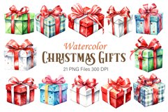 Watercolor Christmas Gifts. Clipart Bundle. Product Image 1