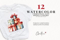 Watercolor Christmas Gift Boxes Clipart Product Image 2