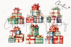 Watercolor Christmas Gift Boxes Clipart Product Image 4