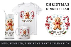 Watercolor Christmas gingerbread man candy cane Sweet holidays quote print 20 oz tumbler skinny mug wrap clipart t-shirt sublimation printable design