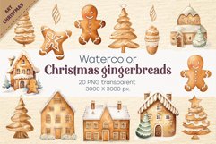 Watercolor Christmas gingerbreads. PNG, Clipart. Product Image 1