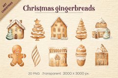 Watercolor Christmas gingerbreads. PNG, Clipart. Product Image 3