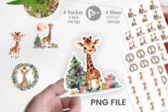 Sticker Watercolor Christmas Giraffe Product Image 1