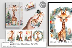 Digital Paper Watercolor Christmas Giraffe Product Image 1