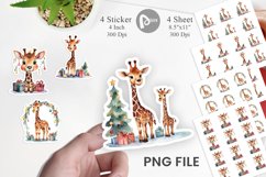 Sticker Watercolor Christmas Giraffe Product Image 1