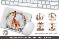 Mouse Pad Watercolor Christmas Giraffe Product Image 1
