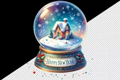 Watercolor Christmas globe house snowflakes Happy New Year quote print 20 oz tumbler skinny mug wrap clipart t-shirt sublimation printable design