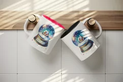 Watercolor Christmas globe house snowflakes Happy New Year quote print 20 oz tumbler skinny mug wrap clipart t-shirt sublimation printable design