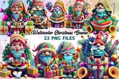 Watercolor Christmas Gnome Clipart Product Image 1
