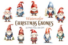 Watercolor Christmas Gnomes. Clipart Bundle. Product Image 1