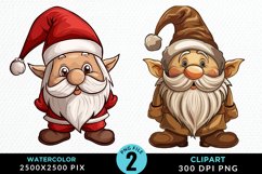 Watercolor Christmas Gnomes Clipart Product Image 1