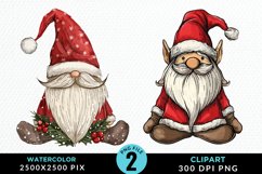Watercolor Christmas Gnomes Clipart Product Image 1