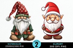 Watercolor Christmas Gnomes Clipart Product Image 1