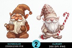 Watercolor Christmas Gnomes Clipart Product Image 1
