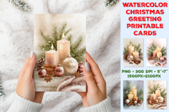 Bundle of Printable Watercolor Christmas Greeting Cards Product Image 9