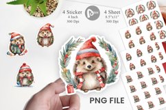 Sticker Watercolor Christmas Hedgehog Product Image 1