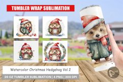 Tumbler Wrap Watercolor Christmas Hedgehog Product Image 1