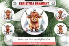 Christmas Ornaments Watercolor Christmas Highland Cow Product Image 1