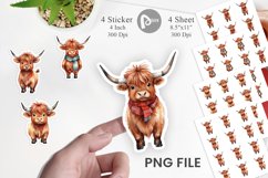 Sticker Watercolor Christmas Highland Cow Product Image 1