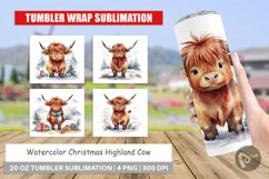 Tumbler Wrap Watercolor Christmas Highland Cow Product Image 1