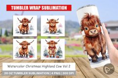 Tumbler Wrap Watercolor Christmas Highland Cow Product Image 1