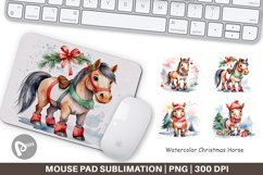 Mouse Pad Watercolor Christmas Horse Product Image 1