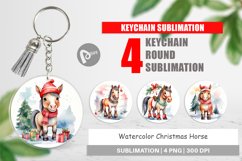 Keychain Watercolor Christmas Horse Product Image 1