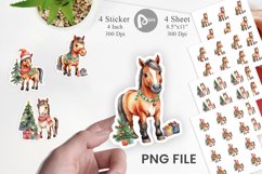 Sticker Watercolor Christmas Horse Product Image 1