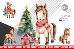 Clipart Watercolor Christmas Horse Product Image 1